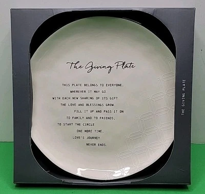 Plato de regalo decorativo de gres cerámico blanco y negro 10 x 10 Pass Along Foto 1 de 4