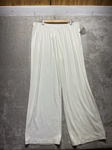 Women's Lounge Pants 2X White Casual High Rise Elastic Waist Wide Leg Pull On - Picture 1 of 10