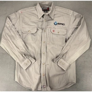 Ariat FR Work Short Mens S Gray Button Up Vented Flame Resistant Long Sleeve - Picture 1 of 11
