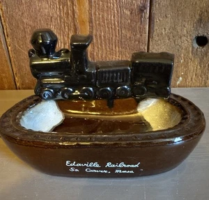 Vintage Edaville Eisenbahn braun Tropfglasur Aschenbecher ~ Schmuckschale ~ Nostalgie ~ Züge - Bild 1 von 10