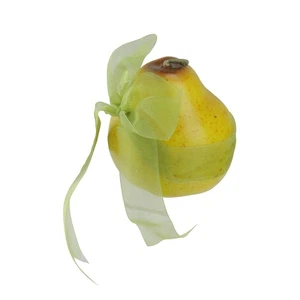 Roman 4" Decorative Pear Fruit With Sheer Green Ribbon Figure #29143 - Picture 1 of 2