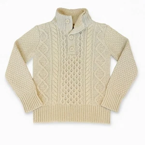 GAP Kids Cream Oatmeal Cable Knit Sherpa-Lined Mock Neck Sweater – Size L (10) - Picture 1 of 7