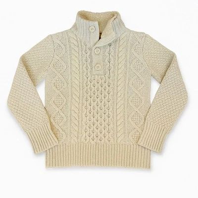 Suéter GAP Kids Crema Avena Tejido con Cable Forrado Sherpa Cuello Simulado - Talla L (10) Foto 1 de 4