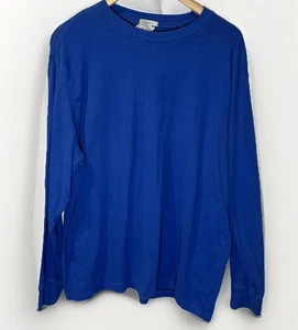 VTG Y2K Old Navy Streetwear Blank Plain Crew Neck Long Sleeve Blue Cotton Sz 2XL - Picture 1 of 4
