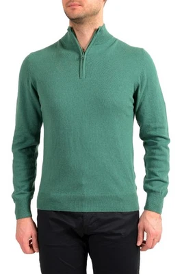 Pierre Balmain Men's Green Wool Cashmere 1/3 Zip Pullover Sweater - Image 1 of 4