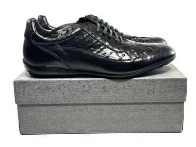 Nuevo Bacco Bucci Para hombres 13 Arno Negro Cuero Informal Vestido Tenis Foto 1 de 4