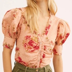 Blusa LoveShackFancy Jules manga abullonada texturizada talla XS - Imagen 1 de 5