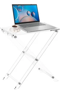 Acrylic Folding TV Tray Table Foldable Furniture Modern Small Desk Space - Picture 1 of 8