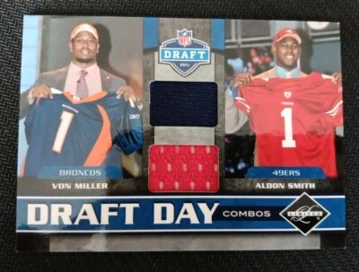 2011 Limited Draft Day Player Combos Materials Aldon Smith Von Miller Rookie RC - Image 1 of 2