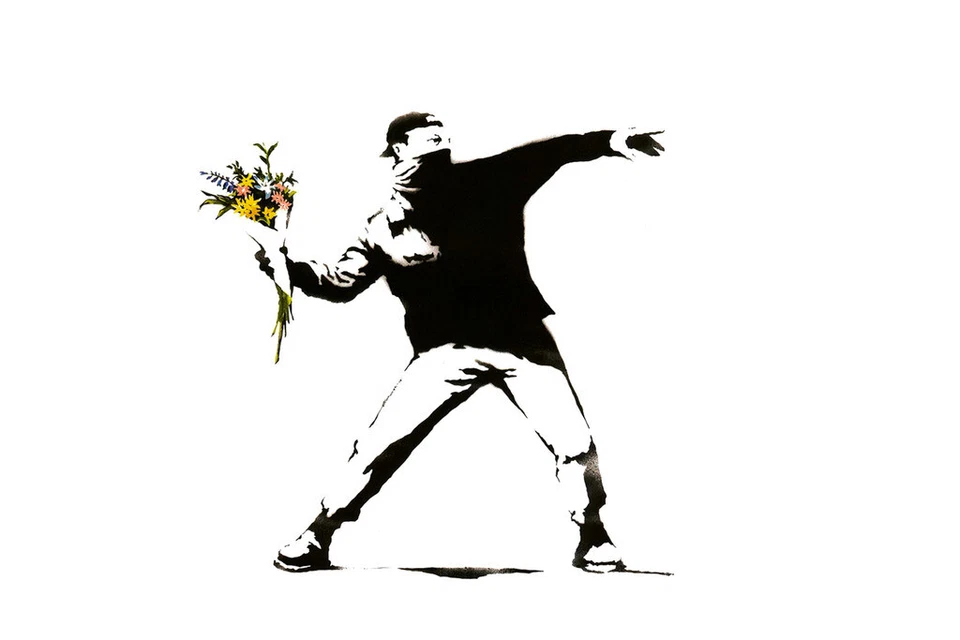 Póster artístico Banksy Rage The Flower Thrower Bomber Hope of Peace 18x12 Foto 1 de 3
