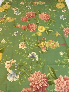 VTG Colonial Williamsburg Foundation Fabric Green Flowers Vase 31" x 55” READ - Picture 1 of 5