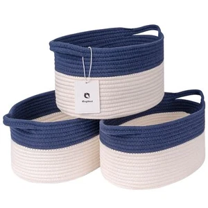 Navy Blue Storage Basket Bins For Closets Shelving Storage&organizingrope Nurser - Picture 1 of 9