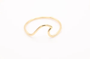 14k Gold Thin Ocean-Wave Minimalistic Stackable Ring - Picture 1 of 3