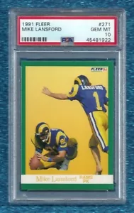 1991 FLEER #271 MIKE LANSFORD PSA 10 GEM MINT POP 1 LOS ANGELES RAMS - Picture 1 of 1