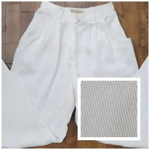 Vintage Liz Claiborne cremefarben gerippte plissierte vorne hochtaillierte Hose Größe 6 - Bild 1 von 19