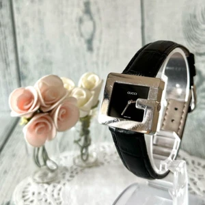 Gucci 3600J Watch Quartz Women's Black Dial Swiss Made Square Vintage Wokring - Picture 1 of 4