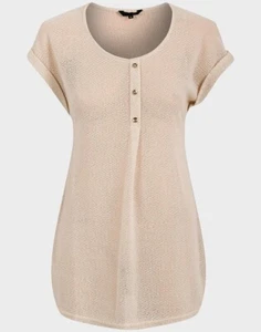 Ex-Peacocks Cream Light Weight, Longline, Sheer Top, Faux Button, Sizes 8-14 - Picture 1 of 5