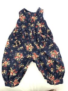 Vintage Laura Ashley Corduroy Jumpsuit | Mother and Child | Blue Floral 2T