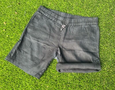 Pantalones Cortos Eileen Fisher Mujer Cordón Lino Orgánico Frente Plano Pequeños Negros NOTA Foto 1 de 4