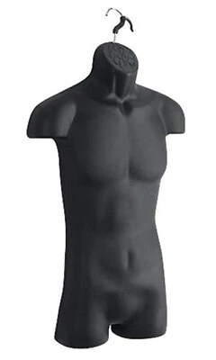 Torso de exhibición con forma de ropa colgante para maniquí masculino S - L negro respaldo hueco Foto 1 de 4