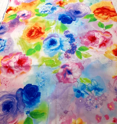 1 1/2 Yds Rain Blossom #C7937 Bright Multicolor Floral Blooms Timeless Treasures - Image 1 of 4
