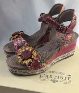 Spring Step L'Artiste Women's Annmarie Ankle Strap Sandal Red Multi EU 39/US 8.5 - Picture 1 of 15