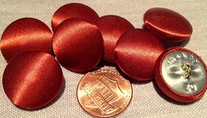 8 Satin Fabric Front Metal Back Buttons Coppery Reddish Brown 19mm 3/4" 7940 - Picture 1 of 1