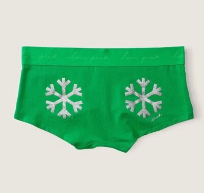 Gráfico de floco de neve Victoria’s Secret rosa shortie/camper feliz brilho verde G - Imagem 1 de 4