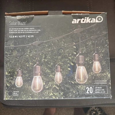 Artika Blaze 20 LED Bulb Outdoor Solar String Lights Matte Black - Image 1 of 4