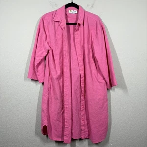 Two Potato Laguna Beach California Size Medium Button Up Dress Pink Cotton - Picture 1 of 10