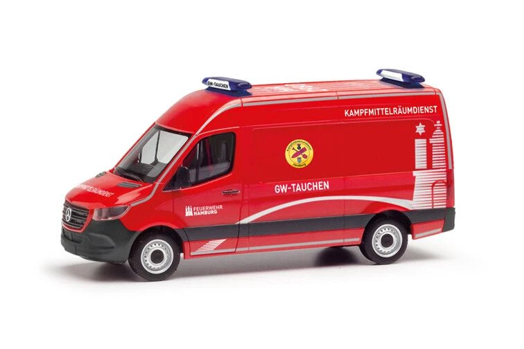 HERPA, MERCEDES BENZ Sprinter Pompiers de Hambourg - Sauveteurs, échelle 1/87... - Photo 1/1