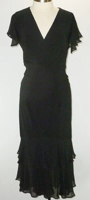 Vestido Tommy Hilfiger Negro Chifón Midi Manga Corta Acampanada Talla Grande 16W Nuevo sin Etiquetas Foto 1 de 3