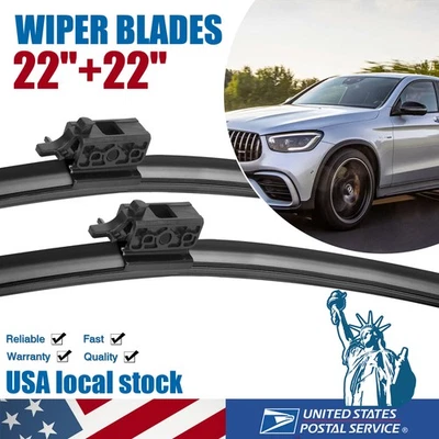 Juego de escobillas limpiaparabrisas de calidad OEM de 22"+22" para Mercedes-Benz GLC43 GLC63 AMG 2017-19 Foto 1 de 4
