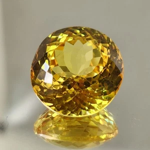 Natural Ceylon Yellow Sapphire 17MM Round Shape Flawless Certified Gemstone j563 - Picture 1 of 5