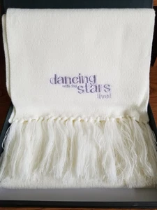 Dancing with the Stars Scarf - White with Silver Letters - 64" with 4" Fringe - Picture 1 of 3