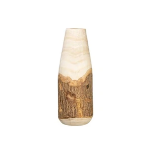 Creative Co-Op Carved Paulownia Wood Live Edge (Each one Will Vary) Vase, 16"... - Picture 1 of 2