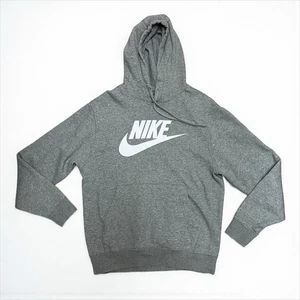 Nike Gray Pullover Hoodie Small Swoosh Logo Fleece Sweatshirt Men’s Size S - Picture 1 of 11