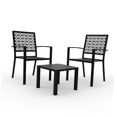 GAOMON Juego de 3 Piezas Patio Bistro, Juego de Muebles de Exterior Patio con Café Negro Foto 1 de 4