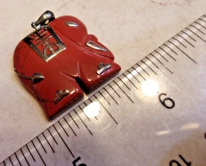 Red Jade Elephant Pendant- 925 - Picture 1 of 6