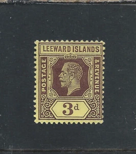 LEEWARD IS 1912-22 3d PURPLE/YELLOW WHITE BACK MINT SG 51a CAT £95 - Picture 1 of 2