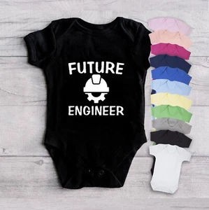 FUTURE ENGINEER Baby Bodysuit Babygrow Vest Geeky Funny Gift Mum Dad Baby Shower - Picture 1 of 22