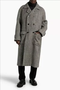 Giacca lunga uomo spina di pesce tweed vintage cappotto sposo smoking ballo blazer caldo - Foto 1 di 12