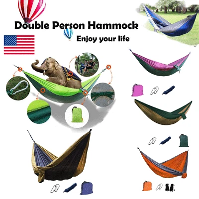 GAORUI Double 2 Person Outdoor Garden Hammock Portable Camping Swing Hanging Fabric Bed
