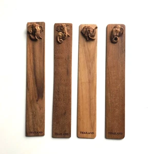 Wooden Bookmark with Elephant Design - Set of Four (002) - Picture 1 of 1