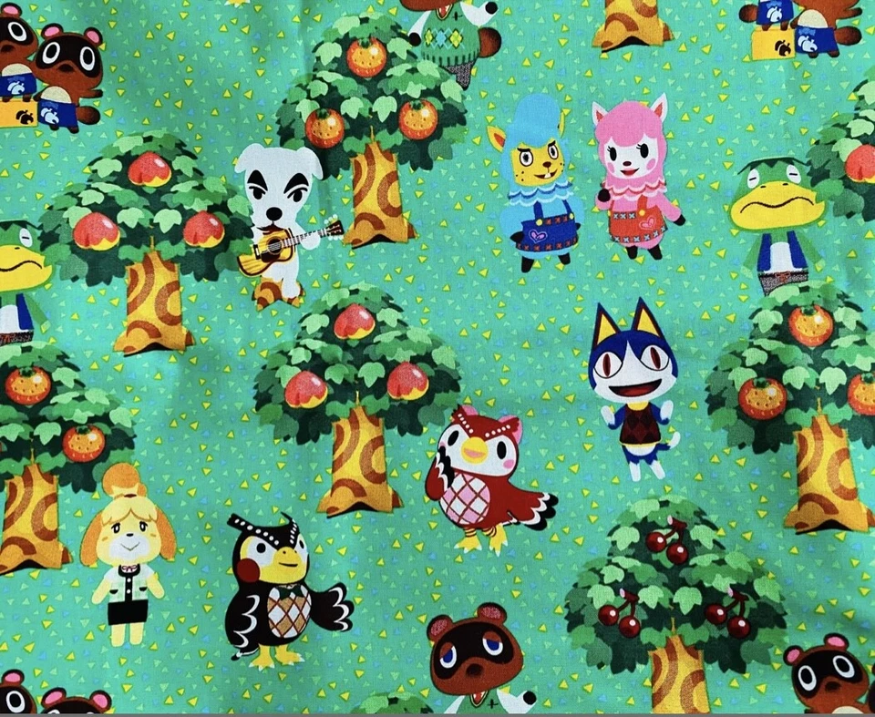 Animal Crossing Digi Villagers Scatter 100% cotton Mask Fabric sold by 1/2 yard  - Image 1 of 1