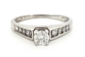 14K WHITE GOLD .35CTW ROUND DIAMOND ENGAGEMENT RING - Picture 1 of 7