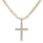 Iced Out Cuban Link Chain Necklass Silver Gold 20 or 24 Tennis Cross