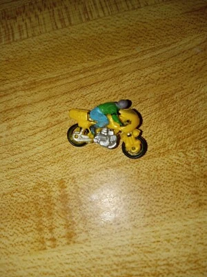 Vintage Micro Machines Yellow Motorcycle Speed Bike with Rider  - Image 1 of 2