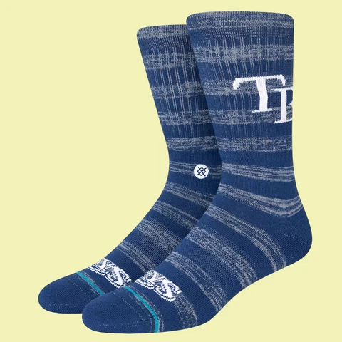 Stance Men's Tampa Bay Rays Blue Gray Twist Logo Crew Socks Cover