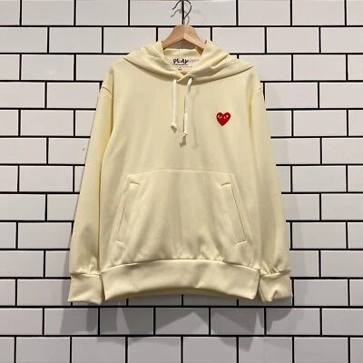 COMME DES GARCONS CDG PLAY RED HEART PULLOVER HOODIE IVORY AZ-T174-051-3 - Image 1 of 3